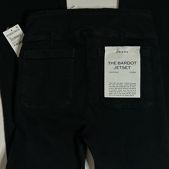 Frame The Bardot‎ Jetset Flare Pull On Pant in Sheen Noir - Picture 8 of 10